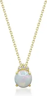 [Gin & Grace] 10K Yellow Gold Natural Ethiopian Opal Pendant With Diamonds For Women