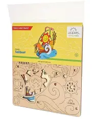 [UGEARS] 3D Colouring Sailboat 17 Piece Wooden Puzzle Kit (5&#43; Years)