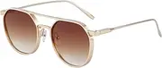 [SHEEN KELLY] Retro Oval Metal Sunglasses for Men Women Vintage Double Bridge Round Frame Shades 80s eyewear