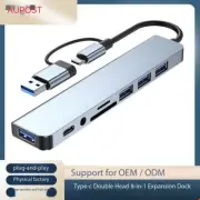 USB Type C Double Head Thunderbolt 8 in 1 Docking Station HUB SD/TF PD Audio