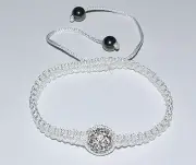 Two 12mm Clear Rhinestone Crystal Pave Ball Shamballa Macrame Bracelets - BB5