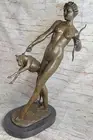 Statue Sculpture Diane Huntress Art Deco Nude Art Nouveau Style Bronze Hot Cast