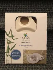 Set of 4 Yumi Nature+ White Natural Bamboo Wine Party Plates New In Box!