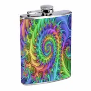 Groovy Rainbow Em7 Flask 8oz Stainless Steel Hip Drinking Whiskey
