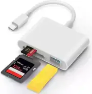 USB C SD Card Reader for iPhone 15 16 iPad Mac 3 in 1 USB-C Memory Trail Camera