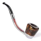 Aluminum Metal Tobacco Pipe Curved Shank Stem Pipe With Briar Wood Bowl