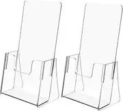 HYTROVE 2Pcs Acrylic Pamphlet Rack Magazine Holder for Brochures and Literature Display Stylish Desktop Organizer Strong and Sturdy Design