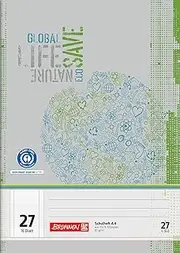 Brunnen 104412701 Exercise Book Recycled A4 Lined (16 Sheets Line Style 27 with Margin)