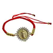 San Judas Pulsera Hilo Rojo Oro Laminado Chapado Ajustable Hecho a Mano Juditas