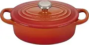 [Le Creuset] Enameled Cast Iron Signature Oval Dutch Oven, 1 qt., Flame