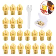 20X 0.4 1.0mm 3D Printer MK8 Brass Extruder Nozzle Kit for Creality CR10 Ender 3