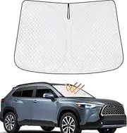 KMF Windshield Sun Shade, Sun Visor for 2022 2023 2024 Corolla Cross (Not for Corolla) Accessories, Heat and UV Rays Sunshade for Car Front Window, Interior Sun Protection