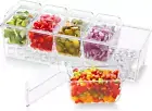 Ice Chilled Condiment Caddy with 5 Containers(2.5 Cup), Condiment Server with Se