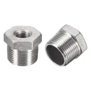 2pcs Hex Bushing 3/4 PT Male to 1/4 PT Female Pipe Fitting Reducer Adapter