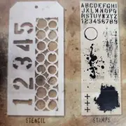 NEW! Tim Holtz Clear Cling Stamps & Stencil, "Alphabet & Backgrounds" THMM122