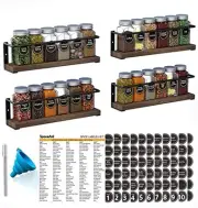Spice Rack with 24 Spice Jars, 386 Spice Labels, Chalk Marker Racks with Jars