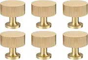 RZDEAL 6pcs Solid Brass Cabinet Knobs Pulls Cabinet Drawer Dresser Gold Knobs Modern Handles Knobs(1"x1"/25mmx25mm),Brushed Brass Finish