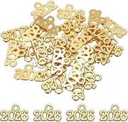 uxcell Metal Year Number Charm, Red Gold 2026 Year Charm Graduation Tassel for DIY Jewelry Making, Necklace Bracelets, Keychain, Pack of 30