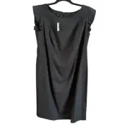 NWT Talbots Italian Flannel Dress Wool Sheath Gray Cap Sleeve Size 14 W Office