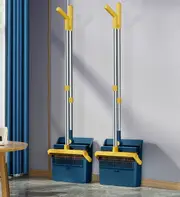 Joybos® Broom and Windproof Dustpan with Adjustable Handle SET OF 2/BLUE
