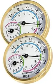 2 Thermometer Hygrometer Temperature Humidity Sensor for Home Office School Aluminum Material Scratch-resistant Edging Wall Mount