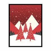 Red Christmas Tree Framed Print Fine Art Poster Print