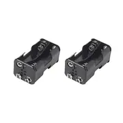 2x Black UM3X4 AA Battery 57mm Holder/Storage w/ Snap Terminals/9V DC Connector