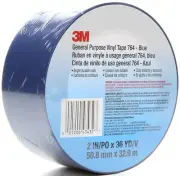 3M TALC Vinyl Tape 764, General Purpose, 2 in x 36 yd, Blue, 1 Roll, Light Traff