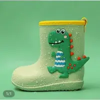 在飛比找蝦皮購物優惠-Cheerful Mario - 兒童雨鞋-綠色恐龍 20c
