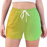 [RPLIFE] Gradient Pink Women's Running Shorts, Womens Active Shorts High Waist, Shorts Womens Comfy, Small Women Shorts