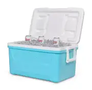 Ice Chest Cooler 48 QT/76 Cans Hard-Sided Cool Riser Technology Aqua Blue White