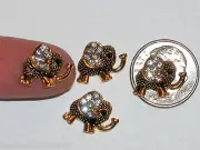 2pc Miniature Dollhouse TINY little crystal ELEPHANTS bail findings flatbacks *~