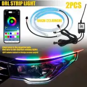 2PCS 60CM LED DRL Strip Light Car Headlight Strip Light APP Control RGB Flexible