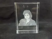 2D Laser Cut Etched Crystal Glass Cube Michael Jackson Deco / Paperweight