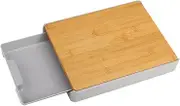 Bamboo Cutting Board Set with Container Tray Drawer for Kitchen, Easy Food Prep, Storage & Clean Up, Eco-Friendly Wooden Chopping Boards, Wood Block Butcher