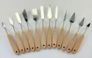 Artist Palette Knife Professional 12 Piece Set for Oil Paint, Natural Wood, New