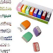 Powerful 8 Pcs Teacher Stamps Self Inking Stamps for Classroom Grading Motivation and Homework Review