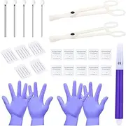 [DJCIW] Mixed Piercing Needles Body Piercing Kit with Disposable Piercing Clamps- Precision Tools for Ear Cartilage Nose Septum Belly Nipple Lip Tongue Eyebrow Piercing