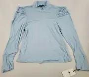 7 FOR ALL MANKIND women shirt top loose rayon light blue sz L $159