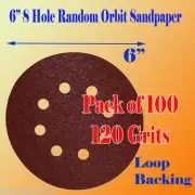 100 X 120G 120Grit # 6"x 8 Hole Sanding Disc Sandpaper Hook and Loop Sand Sheet