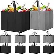 WISELIFE Reusable Grocery Shopping Bags 10 Pack Large Foldable Tote Bags Bulk Eco Produce Bags with Long Handle