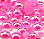 800 Pcs AB Hot Pink Color Flatback Half Faux Pearls Beads DIY Crafts Nail Art
