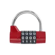 Combination Padlock, 4 Digit Gym Locker Lock Zinc Alloy Password Padlock, Red