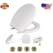 Elegant White Round Toilet Seat with Soft Close Lid - Fits All Standard Toilets