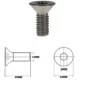 M12X25MM 1.75 THREAD PITCH TITANIUM COUNTERSUNK BOLT GRADE 5