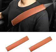 POKSRI 2PS seat Belt Cover pad,Faux Leather Seatbelt Covers Strap Shoulder Cushion for Driver Accessories,Backpack, Shoulder Bag (Light Brown)