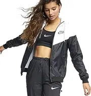 [Nike] Womens Sportswear Windrunner Jacket Black White Size X-Small, White/Black/Pink, X-Small