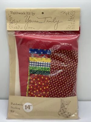 Vintage Yours Truly patchwork 14" Christmas Stocking Kit Calico Fabrics NIP