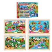 4 Packs 24Pcs Wooden Puzzles for Kids Preschool Educational Puzzles Jigsaw