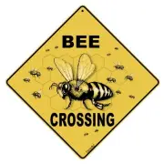 CROSSWALKS Bee Crossing 12" X 12" Aluminum Sign (X43)